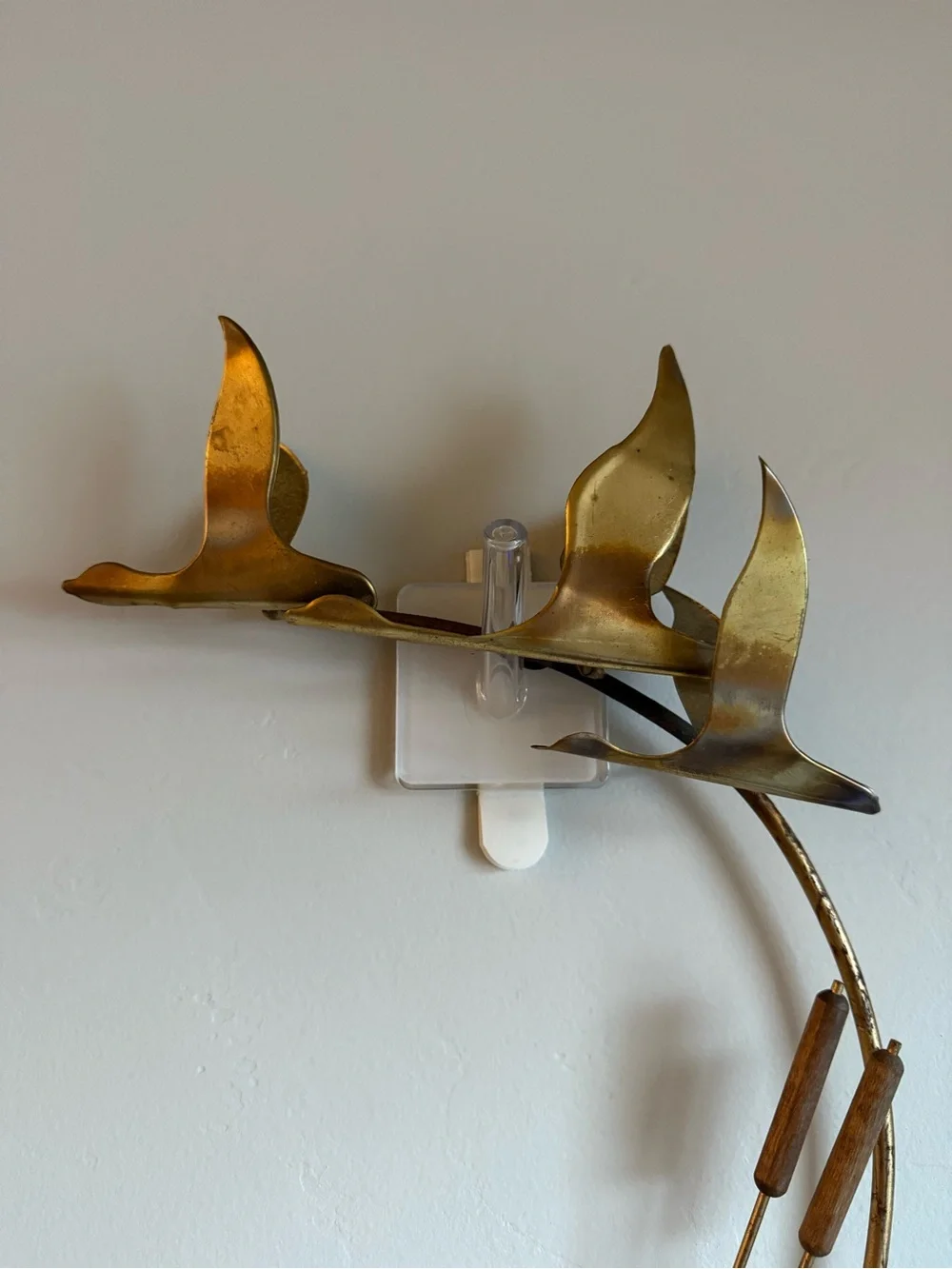 Vintage Brass Flying Geese Wall Art Candle Holder Sconce Mid Century